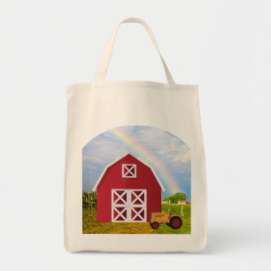 Bolso De Tela Añadir tu nombre a Red Barn con cielo azul
