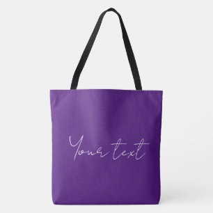 Bolso De Tela Añadir tu nombre texto Tipografía púrpura real gra