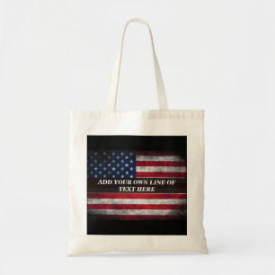 Bolso De Tela Añadir tu texto a la bandera estadounidense