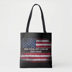 Bolso De Tela Añadir tu texto a la bandera estadounidense