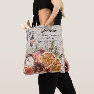 Bolso De Tela Añadir tu texto Madera rústica moderna Conos de pi