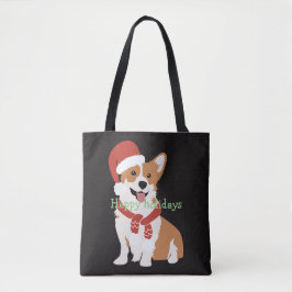 Bolso De Tela Añadir tu texto Perro gracioso Navidad lindo Negro
