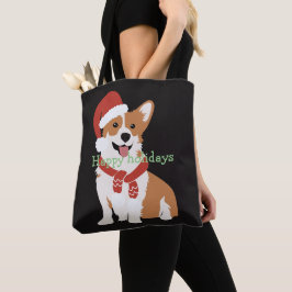Bolso De Tela Añadir tu texto Perro gracioso Navidad lindo Negro