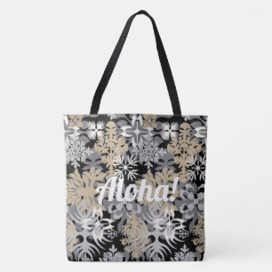 Bolso De Tela Anahola Bay Hawaiian Abstract Floral Black