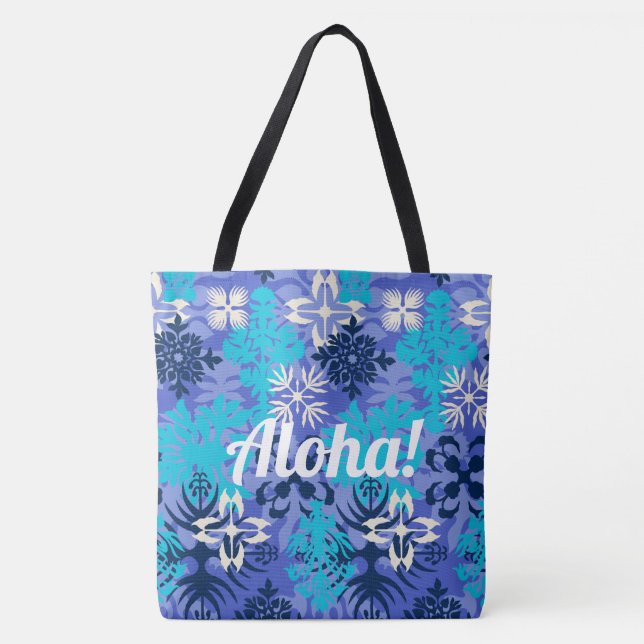 Bolso De Tela Anahola Bay Hawaiian Abstract Floral Peri (Anverso)