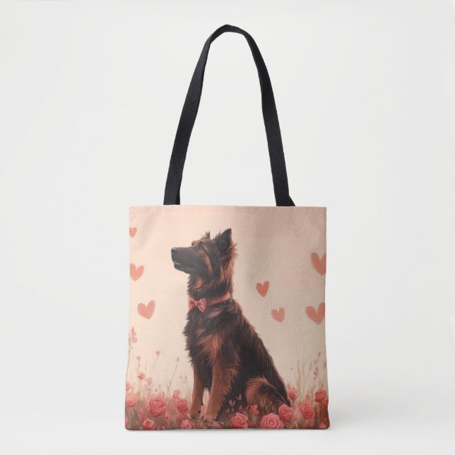 Bolso De Tela Anatolian Shepherd con Rosas - El día de San Valen (Anverso)