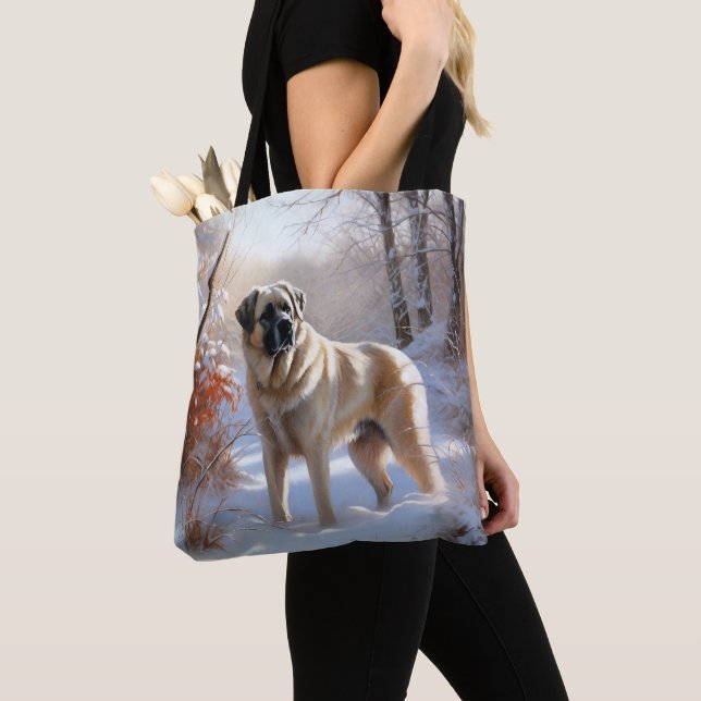 Bolso De Tela Anatolian Shepherd Let It Snow Navidades (Detalle)