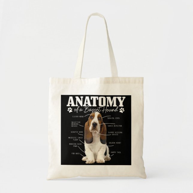 Bolso De Tela Anatomía De Un Diablos Divertido Perro Cute Basset (Frente)