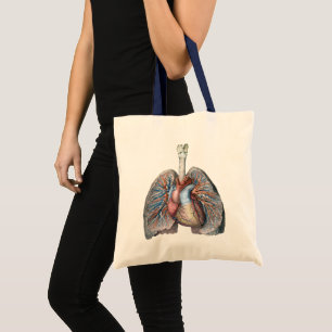 Bolso De Tela Anatomía humana vintage pulmones corazón órganos s