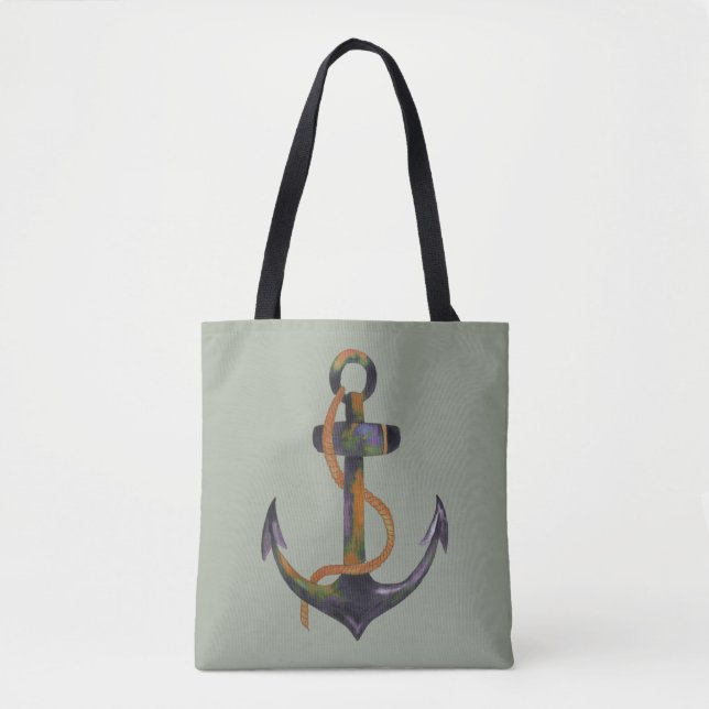 Bolso De Tela ANCHOR con Rope - pintura acuarela (Anverso)