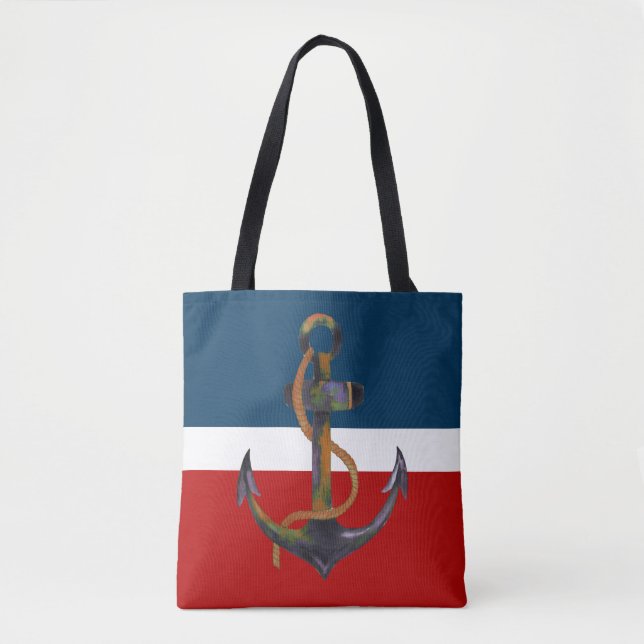 Bolso De Tela ANCHOR con Rope - pintura acuarela (Anverso)