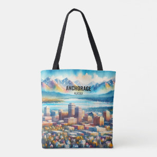 Bolso De Tela Anchorage Alaska Famoso Travel Place Watercolor