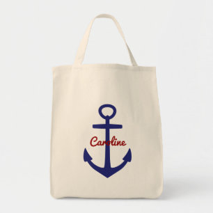 Bolso De Tela Ancla azul y rojo personalizada náutica