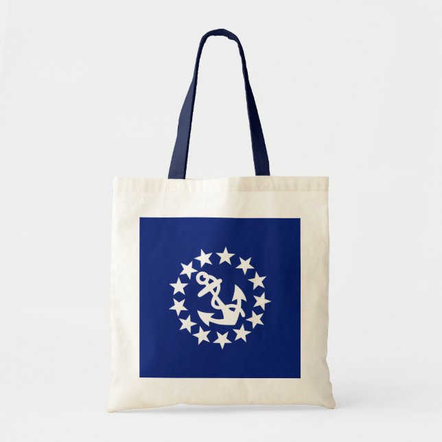 Bolso De Tela Ancla de bandera náutica estadounidense tiene azul (Frente)