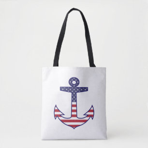 Bolso De Tela Ancla de Bandera Patriótica Americana Nautical