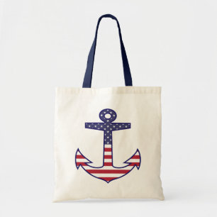 Bolso De Tela Ancla de Bandera Patriótica Americana Nautical