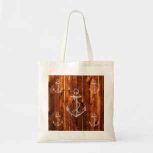 Bolso De Tela Ancla de época sobre tablas de madera oscura