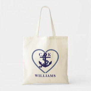 BOLSO DE TELA ANCLA DE MARINA CHIC PERSONALIZADA CON MONOGRAMA