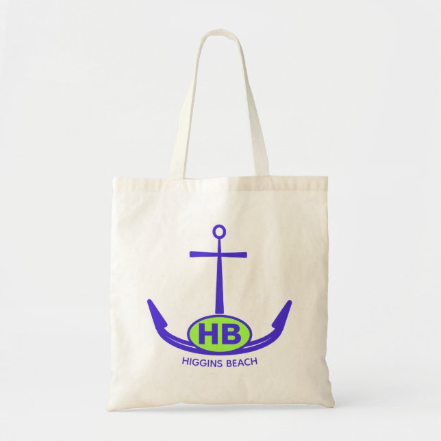 Bolso De Tela Ancla Náutica Cualquiera Dos Letra Oval Blue Beach (Frente)