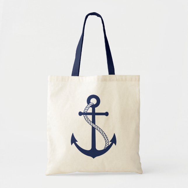 Bolso De Tela Ancla náutica de los azules marinos (Frente)