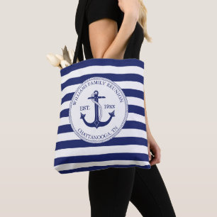 Bolso De Tela Ancla náutica del monograma de la reunión de