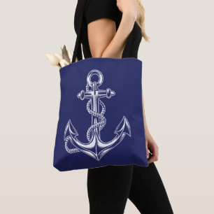 Bolso De Tela Ancla náutica y Azul rosa