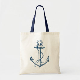 Bolso De Tela Ancla Nautical Tote Bag Gift Nave Azul Blanco