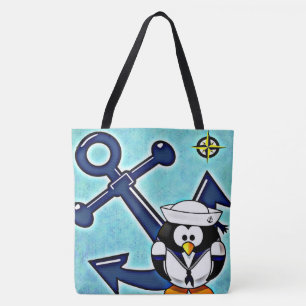 Bolso De Tela Ancla y Pingüino