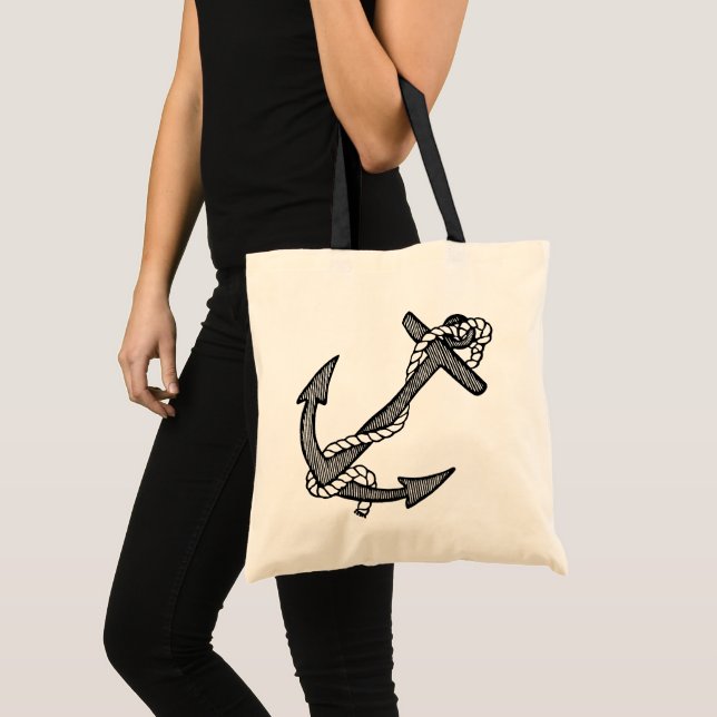 Bolso De Tela Ancla y pista negras y blancas (Anverso (producto))