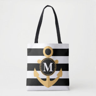 Bolso De Tela Ancla y rayas