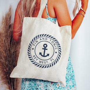 Bolso De Tela Anclaje azul de la Marina Náutica Nombre del bar