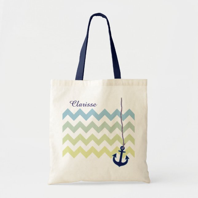 Bolso De Tela anclaje azul marino personalizado (Frente)
