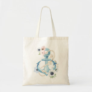 Bolso De Tela Anclaje floral azul Rubor rosado anemona
