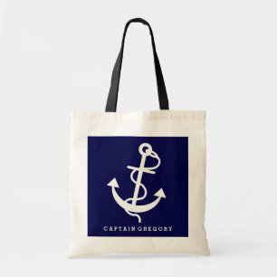 Bolso De Tela Anclaje Náutico Azul Y Blanco De La Armada 2