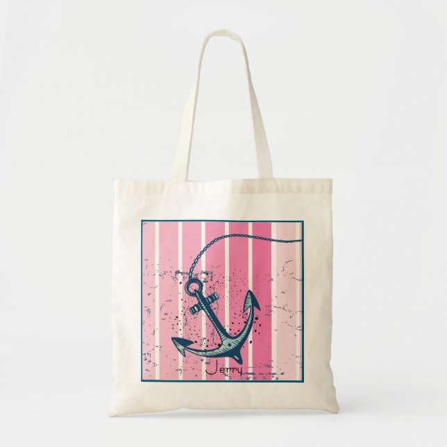 Bolso De Tela Anclaje Náutico Rosa Doloroso (Frente)