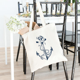 Bolso De Tela Anclaje naval y monograma náutico