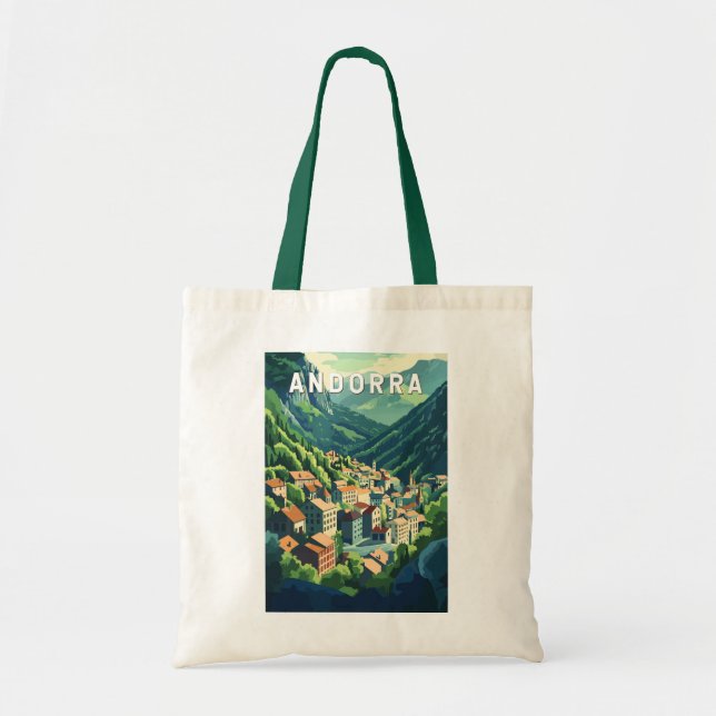 Bolso De Tela Andorra Viaje Arte Vintage (Frente)