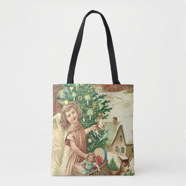 Bolso De Tela Angel bringing Christmas gifts and presents (Anverso)