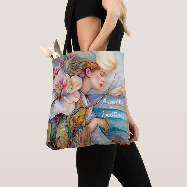Bolso De Tela Ángel De Emociones Tote Turquesa (Detalle)