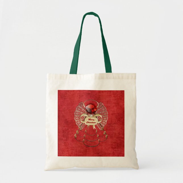 Bolso De Tela Ángel de las Felices Navidad - rojo (Frente)