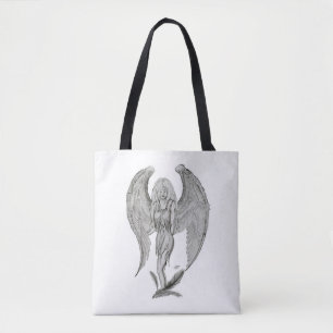 Bolso De Tela Ángel, diseño negro y blanco