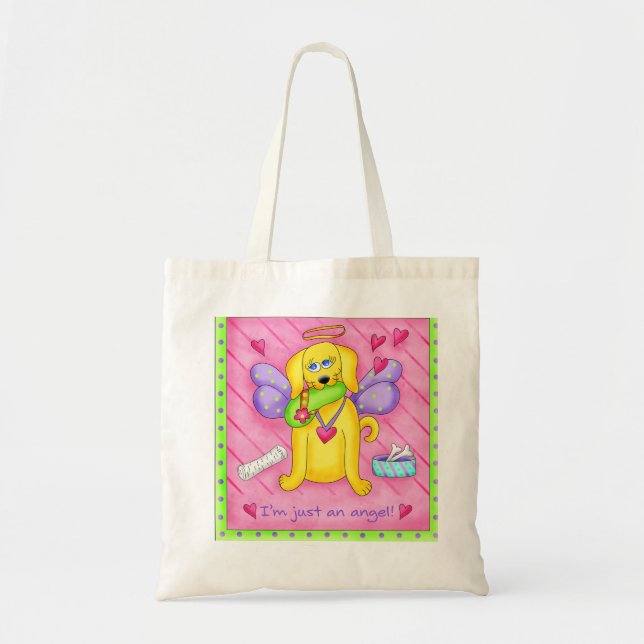Bolso De Tela Angel Golden Yellow Dog con zapato (Frente)