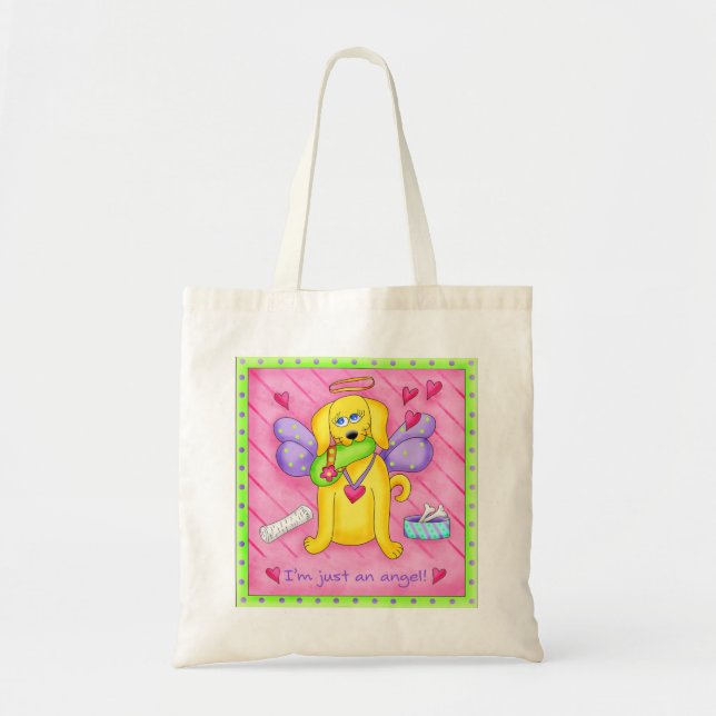 Bolso De Tela Angel Golden Yellow Dog con zapato (Frente)