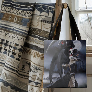 Bolso De Tela Ángel Gótico Oscuro Muerte Fantasía Calavera Azuca