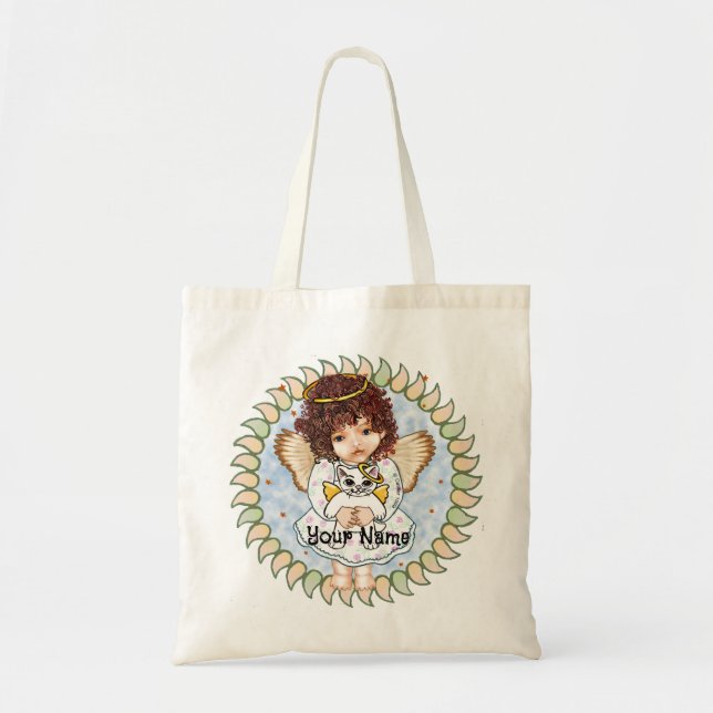 Bolso De Tela Angel Holding Cat Tote Bag (Frente)