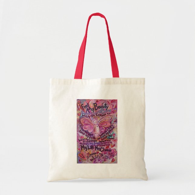 Bolso De Tela Ángel rosa: cáncer de poema Tote Bag (Frente)