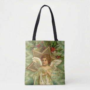 Bolso De Tela Ángel Victoriano de Navidad con Estrella Dorada Vi