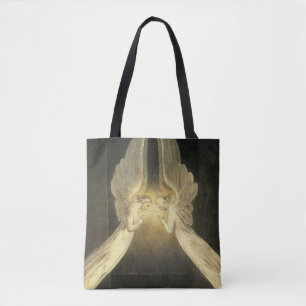 Bolso De Tela Ángeles antiguos flotando sobre Jesucristo