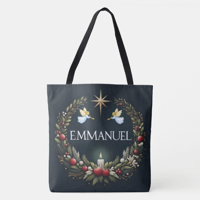Bolso De Tela ángeles de la navidad Emmanuel (Anverso)