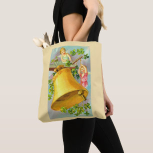 Bolso De Tela Ángeles festivos y campanas amarillas